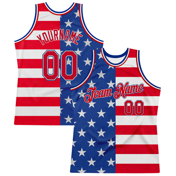 Custom Basketball Jersey Navy Vintage USA Flag-Cream Authentic