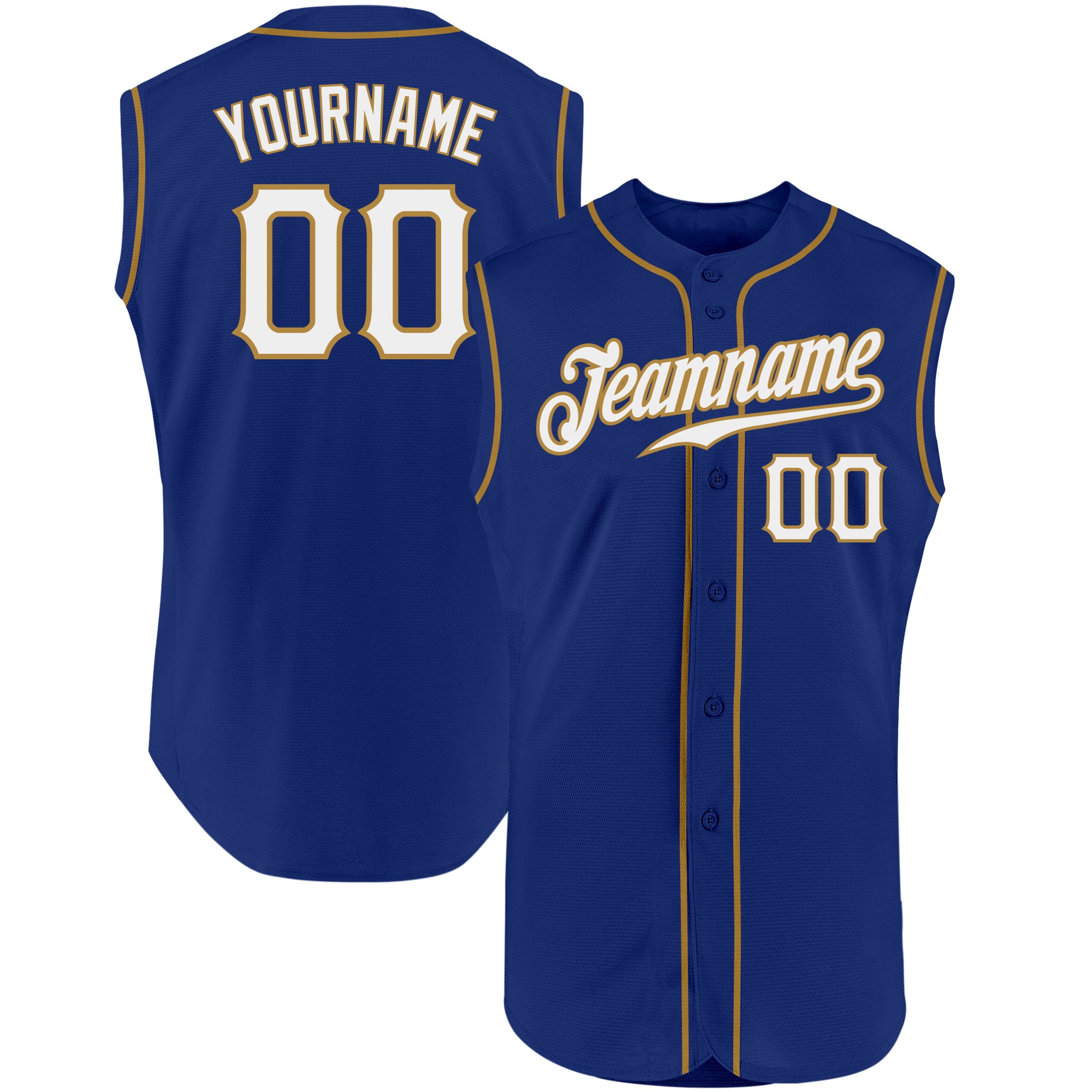 Custom White Old Gold-Royal Authentic Baseball Jersey