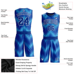 Custom Royal Royal-Light Blue Round Neck Sublimation Basketball Suit Jersey