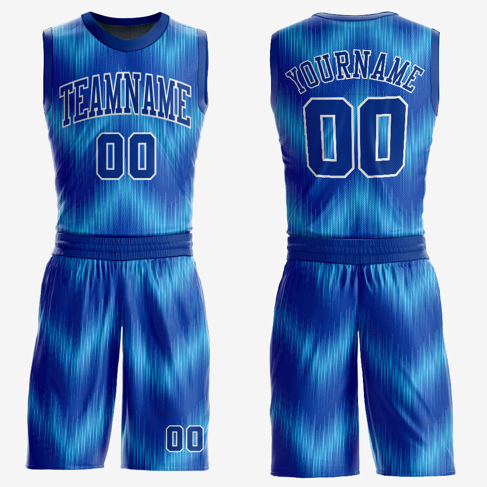 Custom Royal Royal-Light Blue Round Neck Sublimation Basketball Suit Jersey