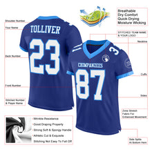 Load image into Gallery viewer, Custom Royal White-Electric Blue Mesh Authentic Football Jersey
