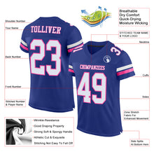 Load image into Gallery viewer, Custom Royal White-Pink Mesh Authentic Football Jersey
