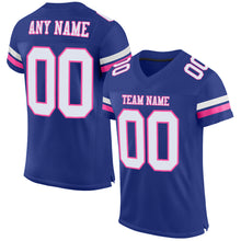 Load image into Gallery viewer, Custom Royal White-Pink Mesh Authentic Football Jersey
