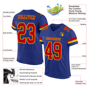 Custom Royal Red-Yellow Mesh Authentic Football Jersey