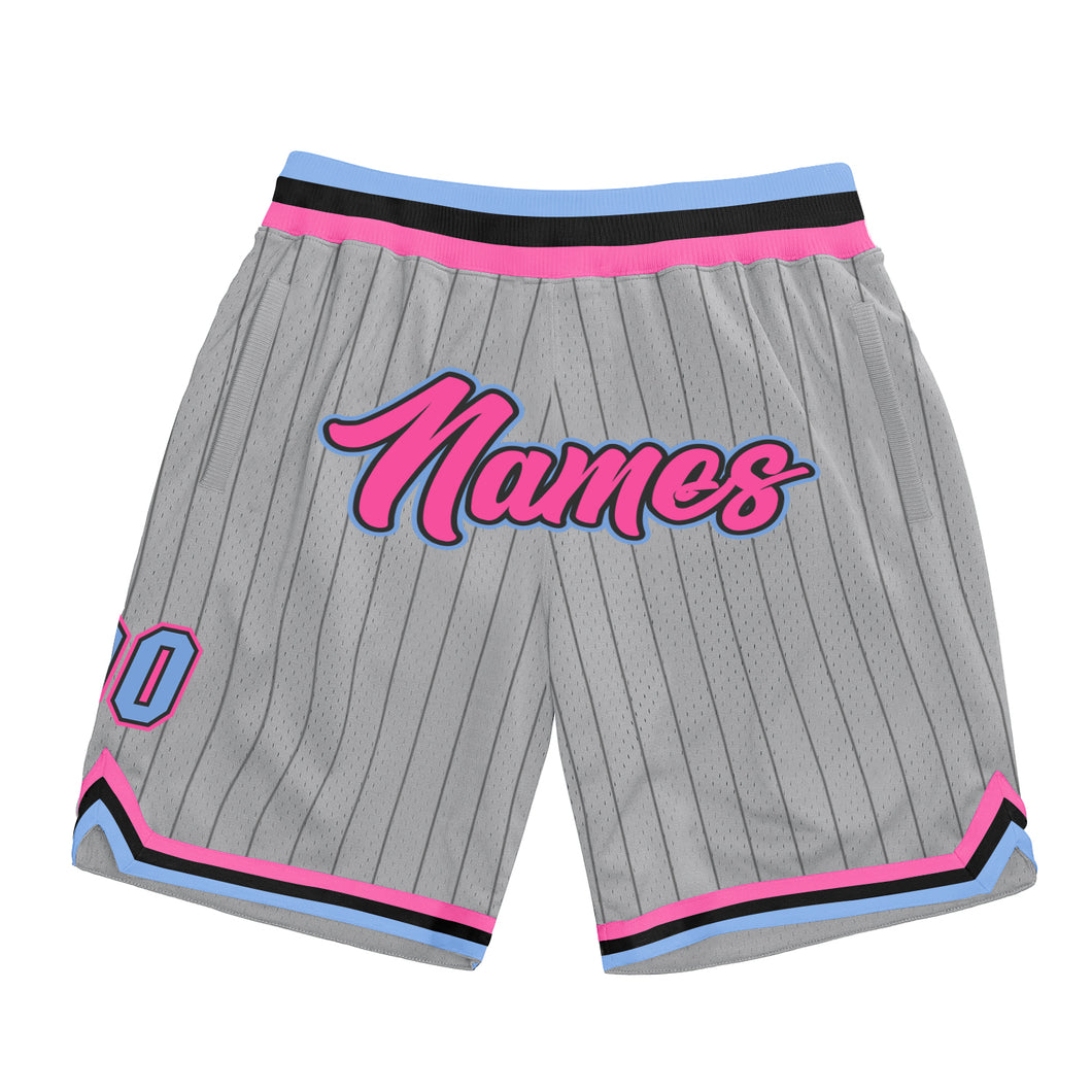 Cheap Custom Pink White Pinstripe Light Blue-White Authentic