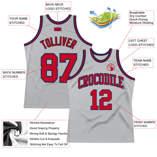 Custom Navy Silver Round Neck Sublimation Basketball Suit Jersey Discount