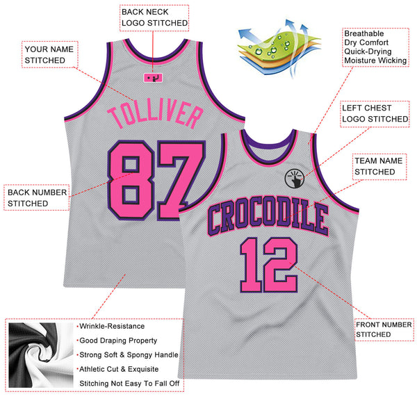 Custom Light Pink White-Purple Authentic Throwback Basketball Jersey Fast  Shipping – FiitgCustom