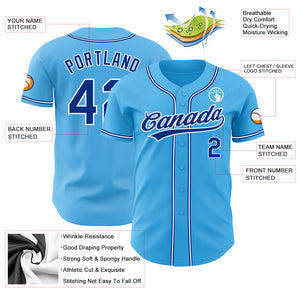 Custom Sky Blue Royal-White Authentic Baseball Jersey