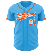 Load image into Gallery viewer, Custom Sky Blue Orange-White Authentic Baseball Jersey
