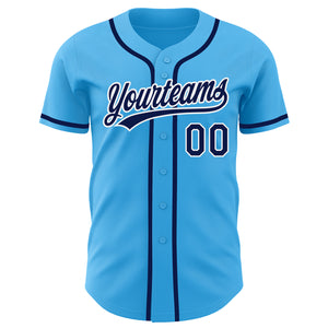 Custom Sky Blue Navy-White Authentic Baseball Jersey