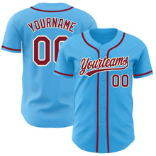 Load image into Gallery viewer, Custom Sky Blue Crimson-Cream Authentic Baseball Jersey
