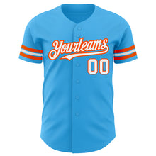 Load image into Gallery viewer, Custom Sky Blue White-Orange Authentic Baseball Jersey
