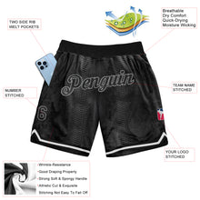 Load image into Gallery viewer, Custom Black Snakeskin Black-Gray 3D Pattern Design Authentic Basketball Shorts
