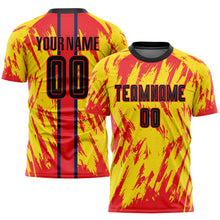 Load image into Gallery viewer, Custom Gold Black-Red Sublimation Soccer Uniform Jersey
