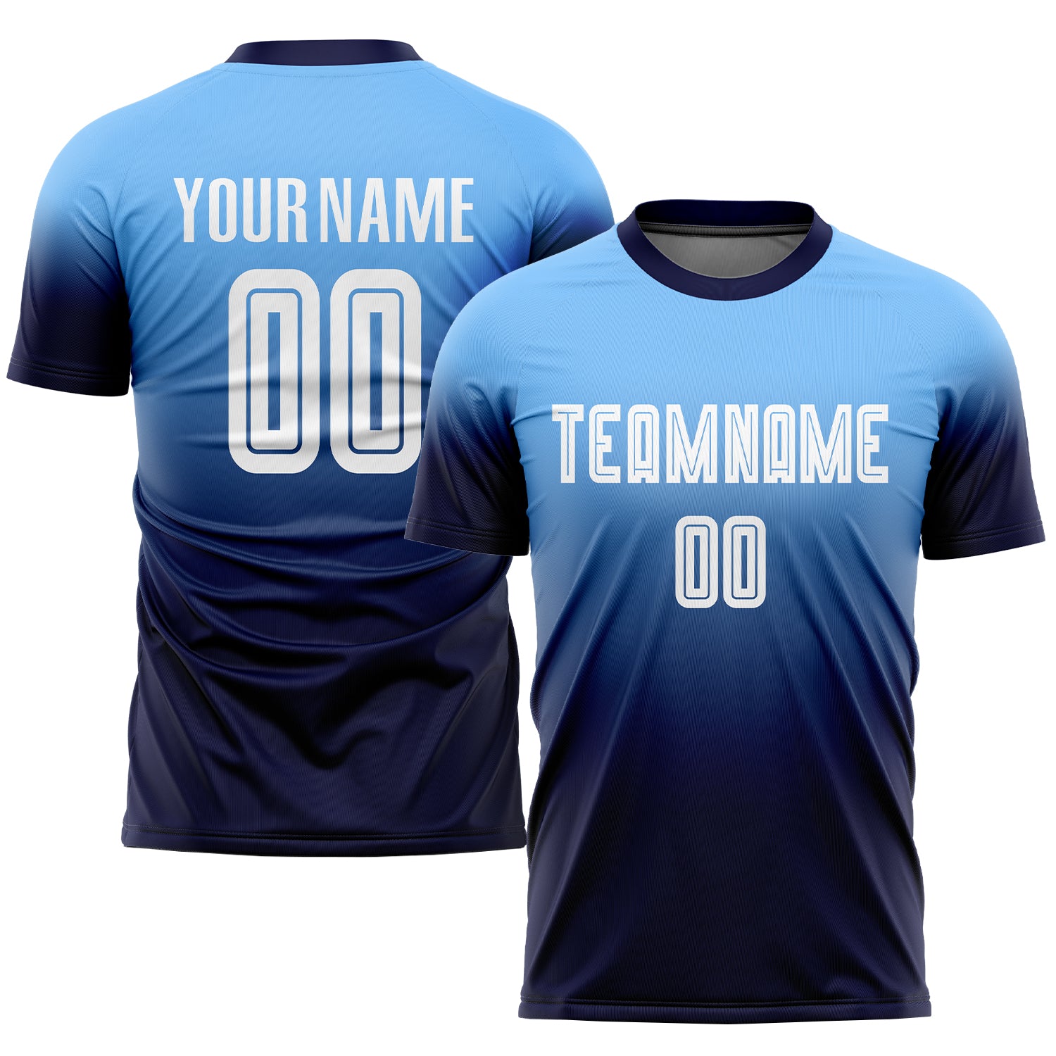 Custom White Black-Light Blue Sublimation Soccer Uniform Jersey Free  Shipping – Fiitg