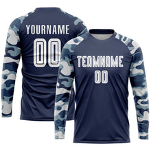 Load image into Gallery viewer, Custom Navy White-Camo Sublimation Soccer Uniform Jersey
