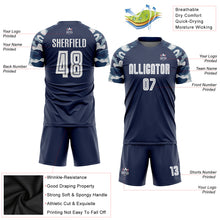 Load image into Gallery viewer, Custom Navy White-Camo Sublimation Soccer Uniform Jersey
