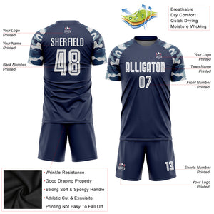 Custom Navy White-Camo Sublimation Soccer Uniform Jersey