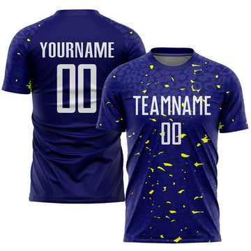 Custom Navy White-Gold Sublimation Soccer Uniform Jersey