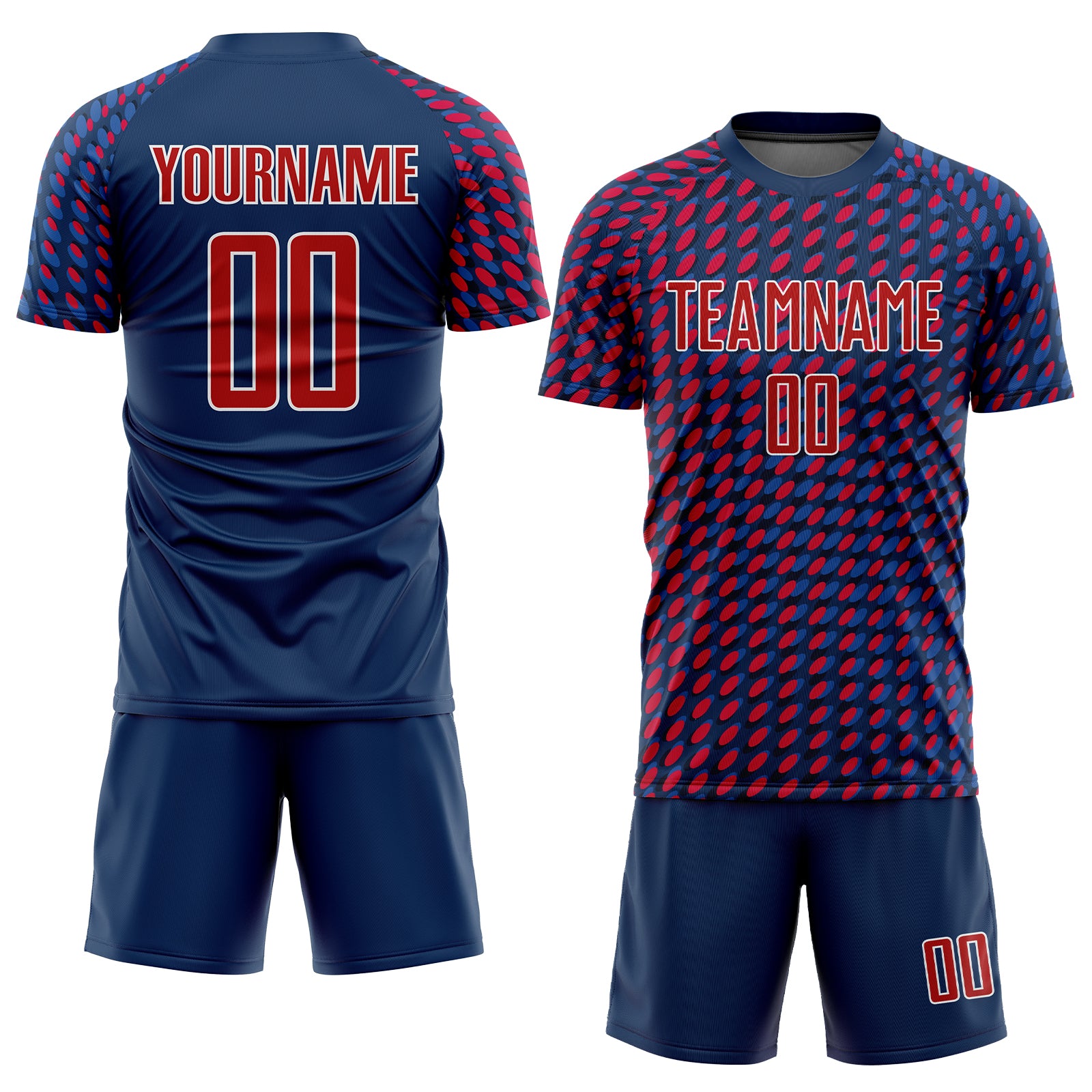 Custom Navy Red-White Sublimation Soccer Uniform Jersey Fast