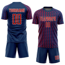 Load image into Gallery viewer, Custom Navy Red-White Sublimation Soccer Uniform Jersey
