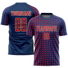 Load image into Gallery viewer, Custom Navy Red-White Sublimation Soccer Uniform Jersey
