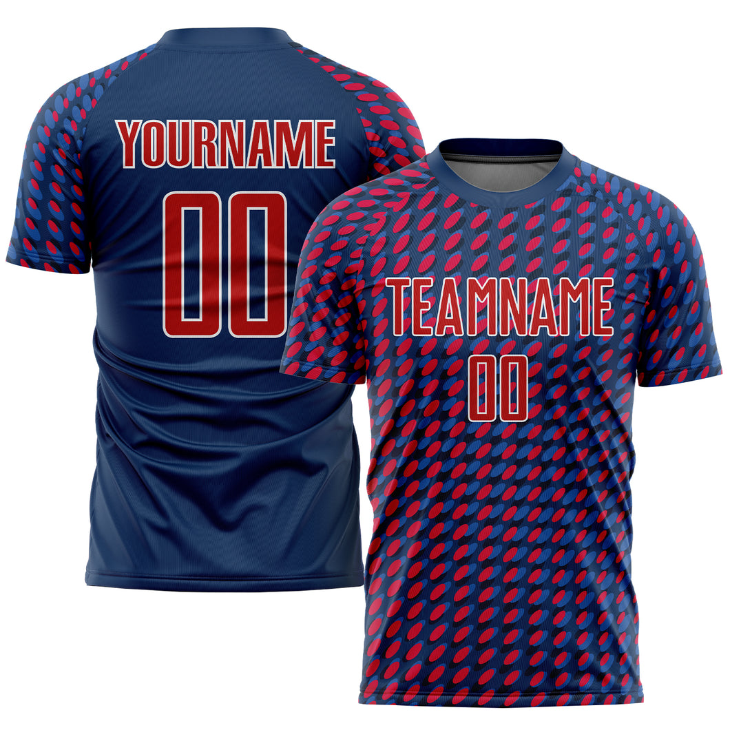 Custom Navy Red-White Sublimation Soccer Uniform Jersey