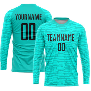 Custom Aqua Black Sublimation Soccer Uniform Jersey