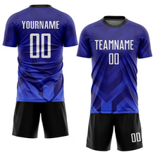 Load image into Gallery viewer, Custom Dark Purple White Royal-Navy Sublimation Soccer Uniform Jersey
