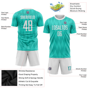 Custom Aqua White Sublimation Soccer Uniform Jersey