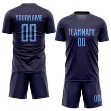 Load image into Gallery viewer, Custom Purple Light Blue Sublimation Soccer Uniform Jersey
