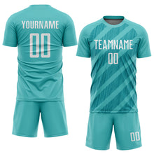 Load image into Gallery viewer, Custom Aqua White Sublimation Soccer Uniform Jersey
