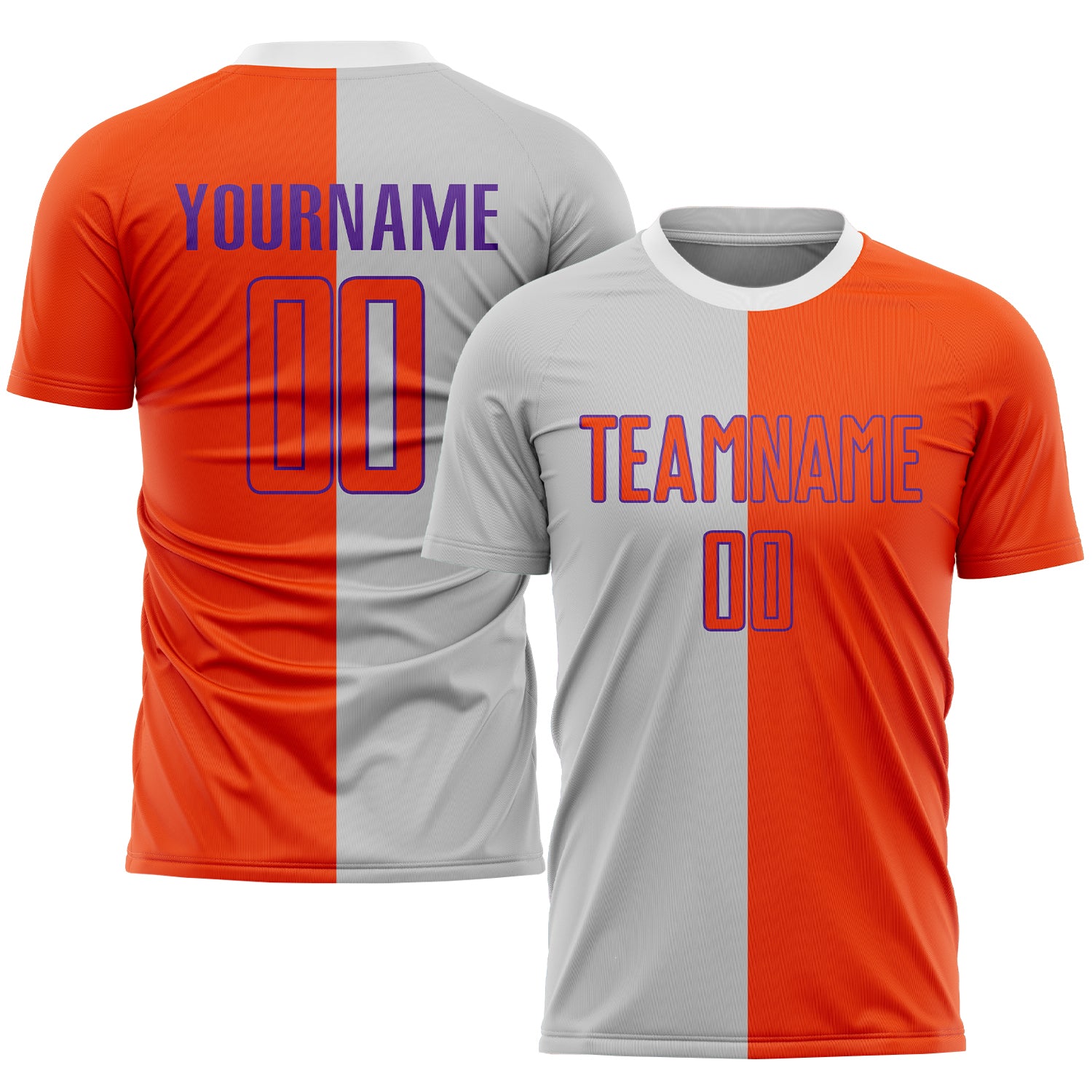 Custom Black Orange-White Sublimation Split Fashion Soccer Uniform Jersey  Discount