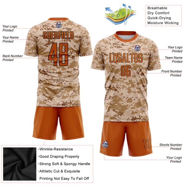 : Custom Name Team Name Number Camo Orange-Black Salute