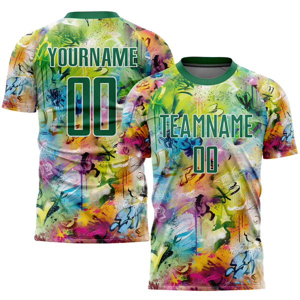 Cheap Custom Kelly Green Kelly Green-Gold Sublimation Soccer