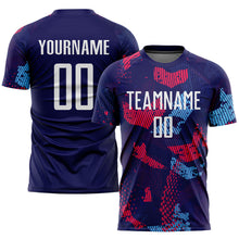 Load image into Gallery viewer, Custom Navy White-Light Blue Sublimation Soccer Uniform Jersey
