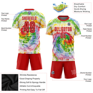 Custom Tie Dye Red-White Sublimation Soccer Uniform Jersey