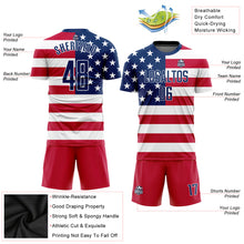 Load image into Gallery viewer, Custom Red Royal-White Sublimation American Flag Soccer Uniform Jersey
