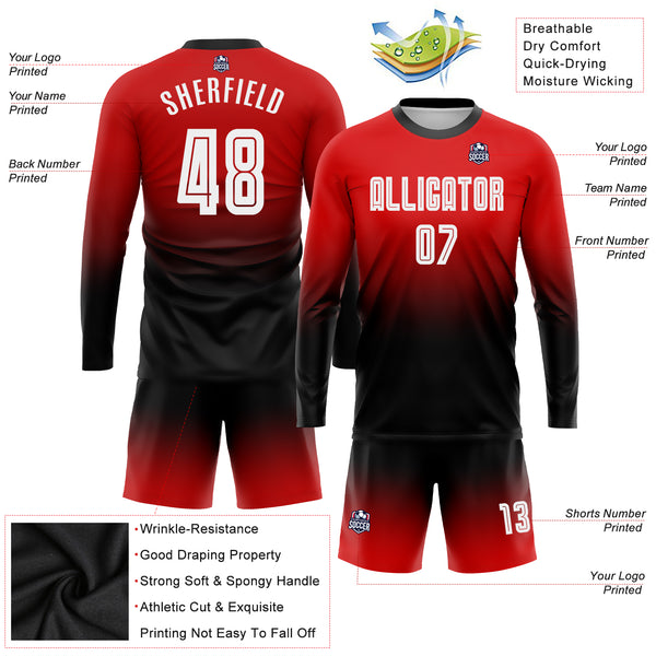 Custom Black White-Red Sublimation Soccer Uniform Jersey Fast Shipping –  FiitgCustom