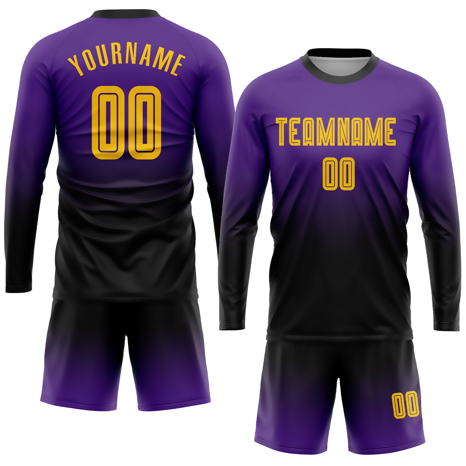 Custom Black Black-Gold Sublimation Soccer Uniform Jersey