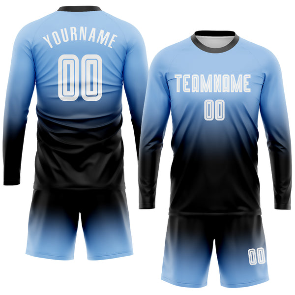 Custom Royal White-Light Blue Sublimation Soccer Uniform Jersey