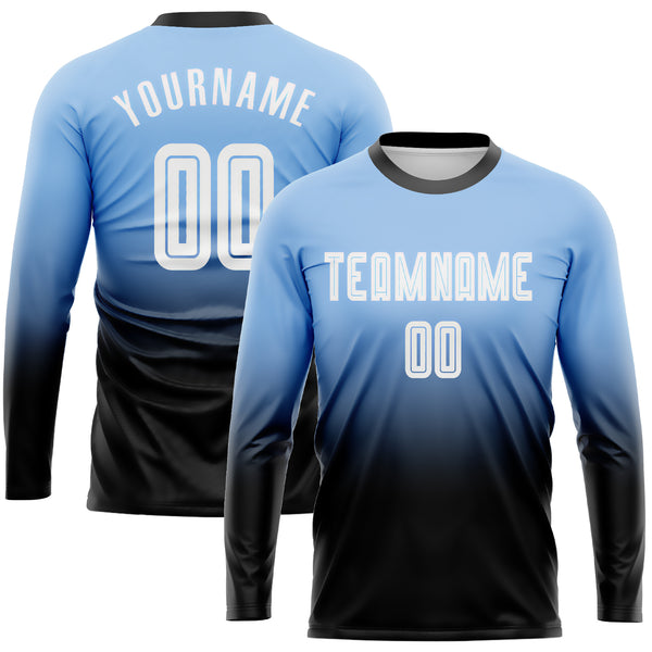 Custom Black Light Blue-White Sublimation Split Fashion Soccer Uniform  Jersey Fast Shipping – FiitgCustom