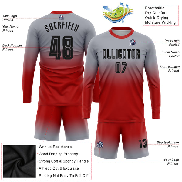 Custom Black White-Red Sublimation Soccer Uniform Jersey Fast Shipping –  FiitgCustom