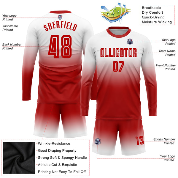 Custom Red Green-White Sublimation Soccer Uniform Jersey