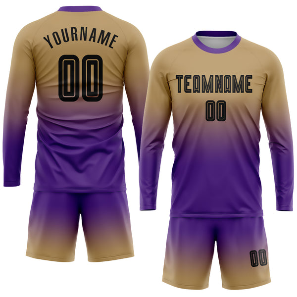 Custom White Gold-Purple Sublimation Soccer Uniform Jersey Fast Shipping –  FiitgCustom