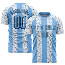 Load image into Gallery viewer, Custom Light Blue Black-White Sublimation Soccer Uniform Jersey
