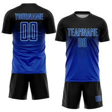 Load image into Gallery viewer, Custom Black Royal-Light Blue Sublimation Soccer Uniform Jersey
