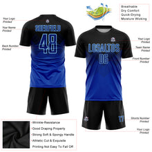 Load image into Gallery viewer, Custom Black Royal-Light Blue Sublimation Soccer Uniform Jersey
