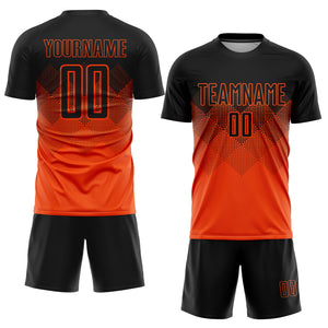 Custom Orange Black Sublimation Soccer Uniform Jersey