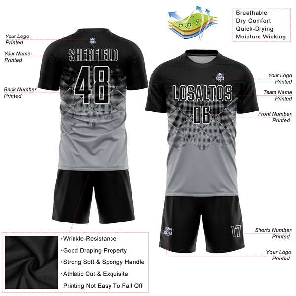 Custom Black Light Blue-White Sublimation Split Fashion Soccer Uniform  Jersey Fast Shipping – FiitgCustom